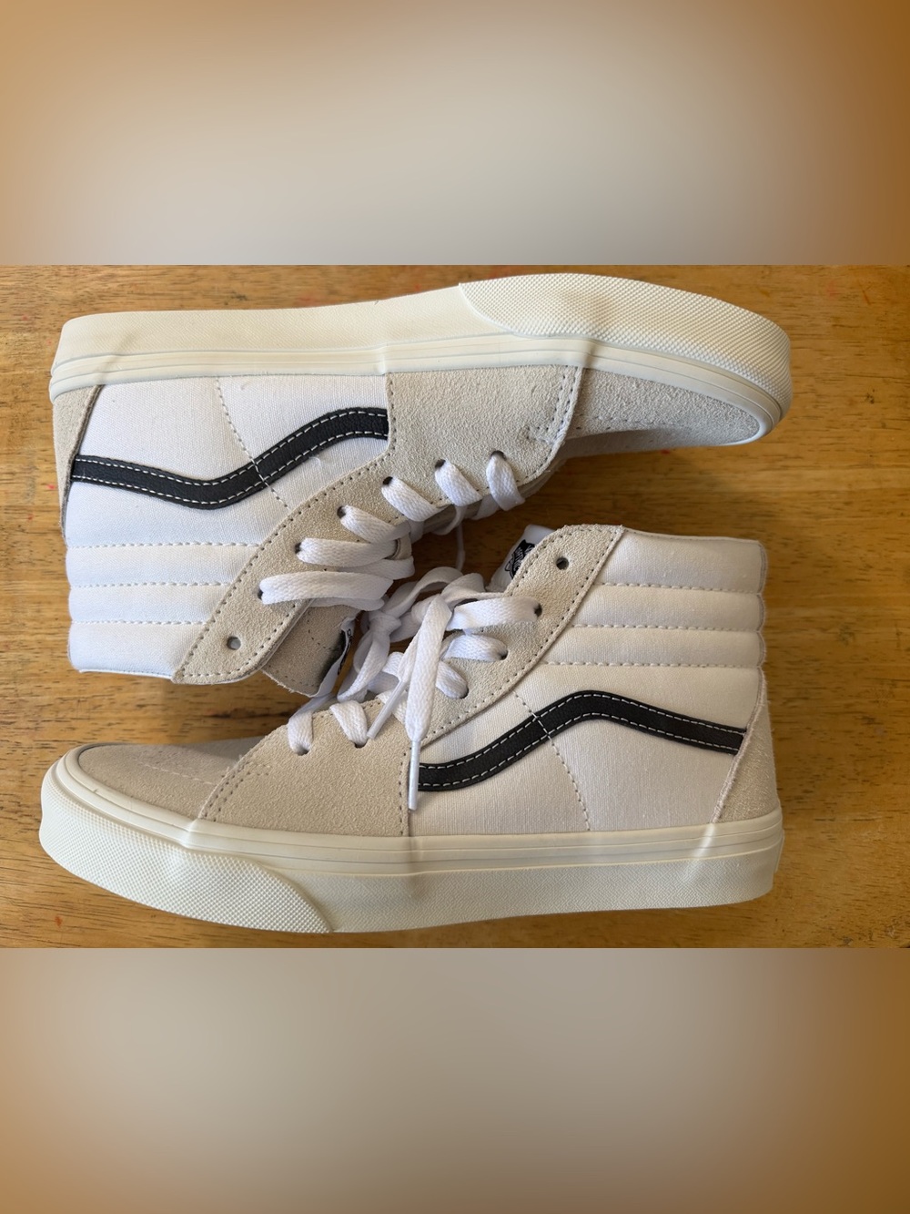 Vans beige and black Sk8-Hi Canvas High-Top Sneakers